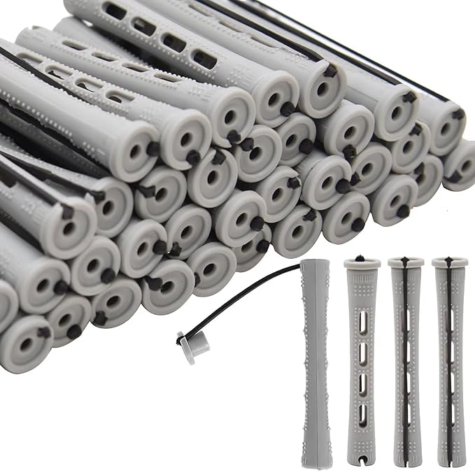 40PCS Perm Rods For Short Hair Grey Small Perm Rods For Natural Long Hair 0.59 inch Heatless Non-slip Hair Rollers DIY Hairdressing Tools