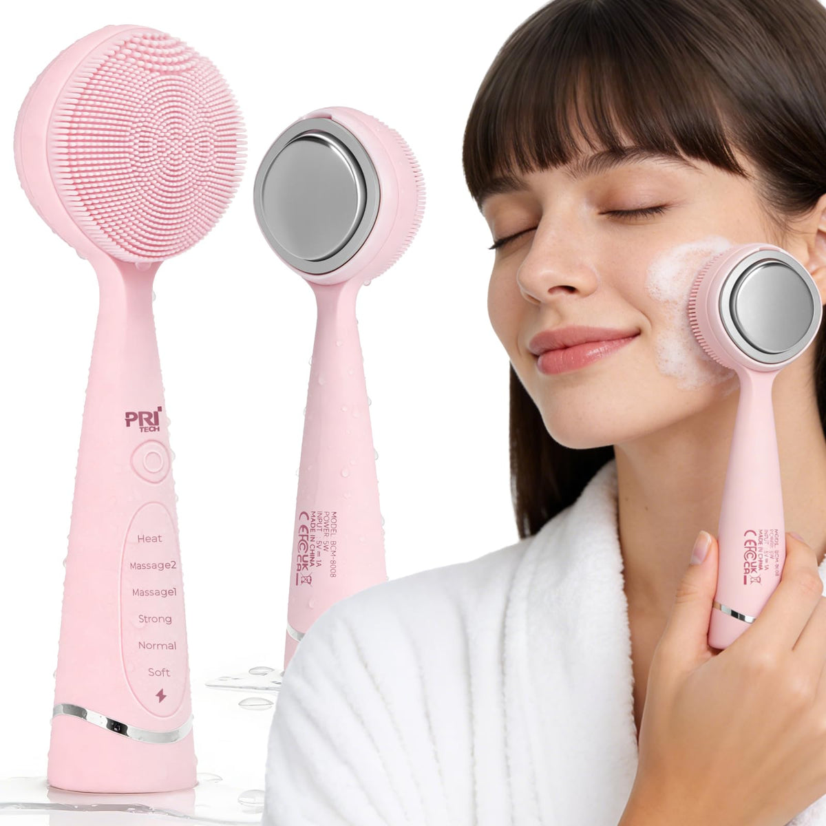 Rechargeable Facial Cleansing Brush Face Scrubber with 5 Cleansing Modes
