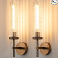 19.5" Knurled Bronze Hardwired Wall Sconces Set of 2, Bathroom Vanity Light Fixtures with Vertical Striped Glass Tube, Modern Lamp for Bedroom, Living Room, Hallway, Staircase, Mirror, Kitchen