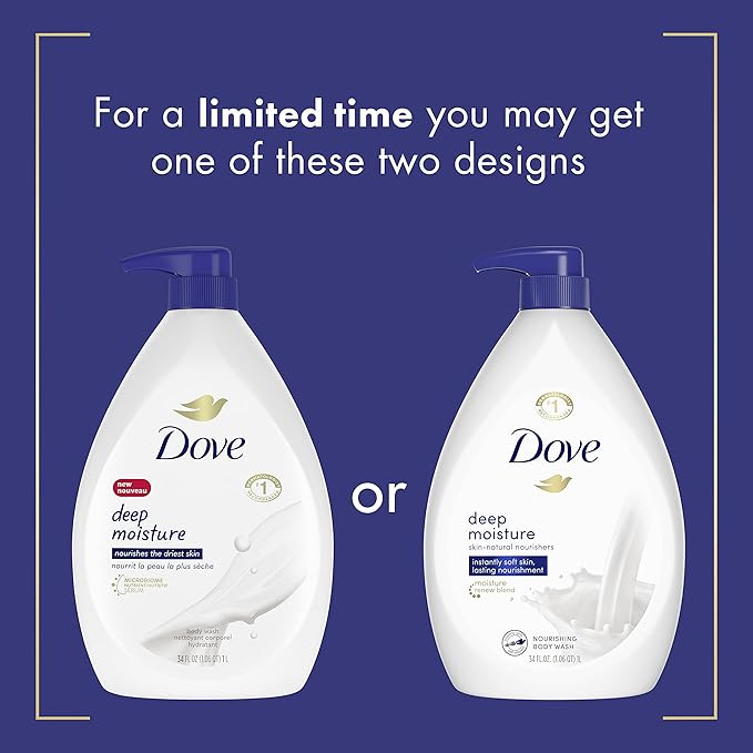 Dove Body Wash, Deeply Nourishing, Value Size 3-Pack – Moisturizing Shower Soap Liquid for Softer, Smoother Skin, 33.8 Oz Ea