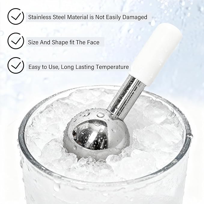 Ice Globes for Face & Eyes Unbreakable 304 Stainless Steel Cryo Sticks for Men Women Facials Skin Care for Puffiness Sagging Skin Fine Lines and Facial Relaxation