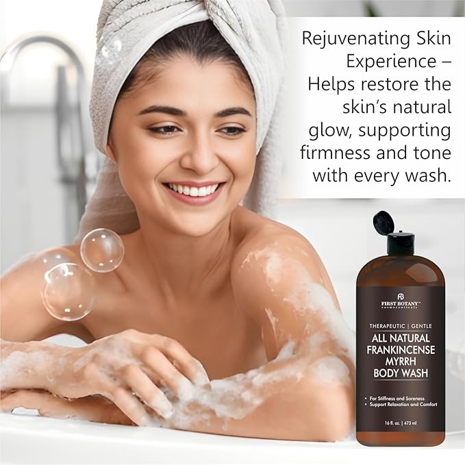 All Natural Body Wash for Women & Men, Frankincense Myrrh, 16 fl oz