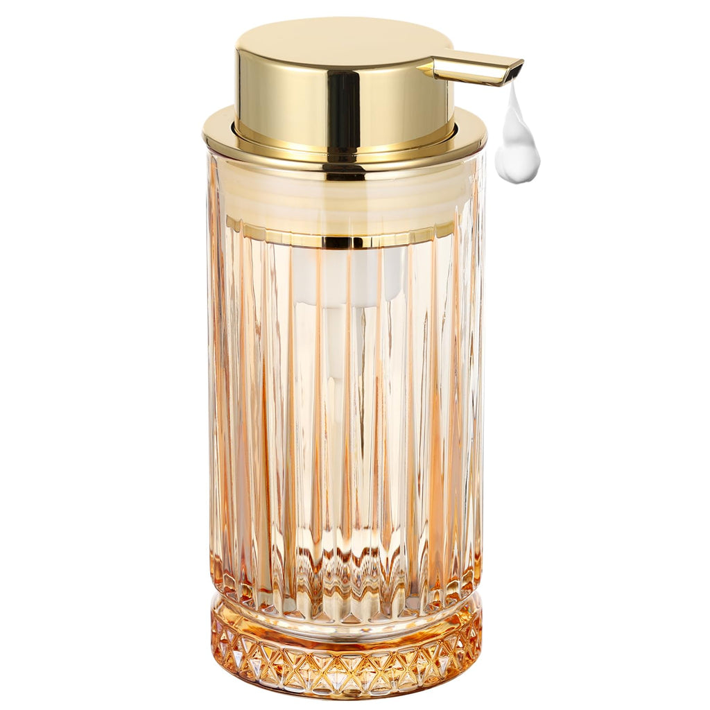 LEICURACE Glass Foam Soap Dispenser, Refillable Faming Dispenser with Gold Pump, Foam Hand Soap Dispenser for Bathroom Kitchen, Home Decor （Foam Type/Gold）