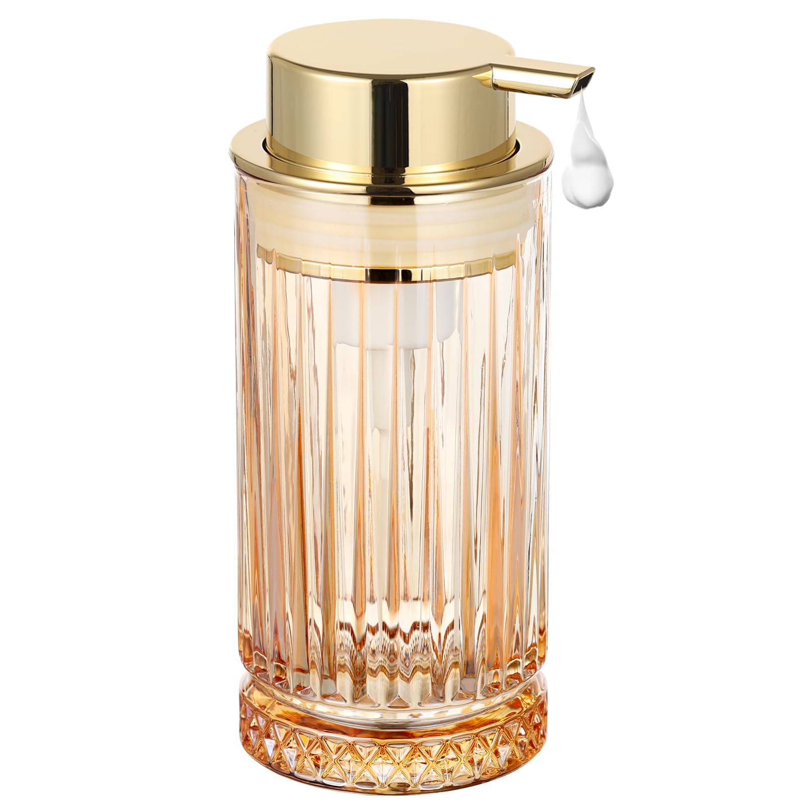 LEICURACE Glass Foam Soap Dispenser, Refillable Faming Dispenser with Gold Pump, Foam Hand Soap Dispenser for Bathroom Kitchen, Home Decor （Foam Type/Gold）