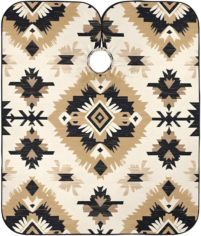 Flradish Native American Tapestry Patterans Barber Cape Waterproof Polyester Hair Cutting Salon Cape Adjustable Neckline Hair Hair Cutting Beard Hairdressing Cape Accessories 55×64 Inch