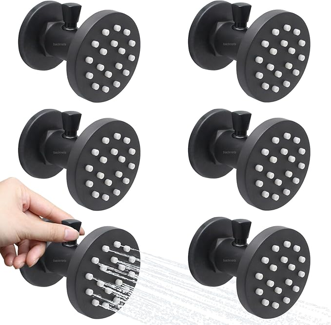 2-Inch Brass Shower Body Spray Jets with On Off Switch Round Showerhead Body Sprays Wall Mount Massage Spa Jet, 2-Function, Flow control and 360° rotation (Matte Black)