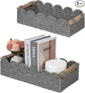 CubesLand Toilet Paper Storage Basket, Scalloped Edge Shelves Basket for Organizing for Over Toilet Tank Storage, Home Decor Baskets for Shelf, Countertop, Living Room, Bedroom, Handwoven, Grey