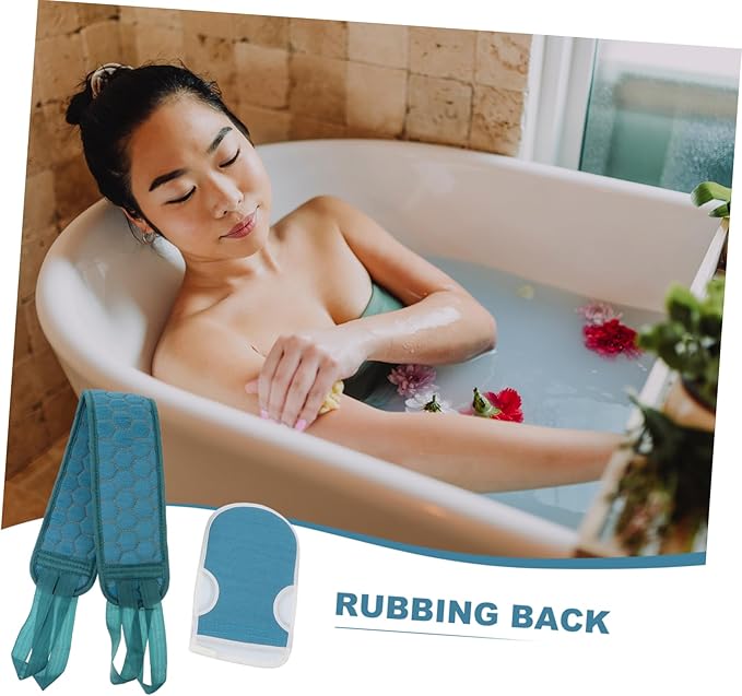 DECORNIJIA Exfoliating Back Scrubber Set 2pcs Long Bath Strap Gloves for Deep Cleansing Suitable for Skin Types Soft Touch
