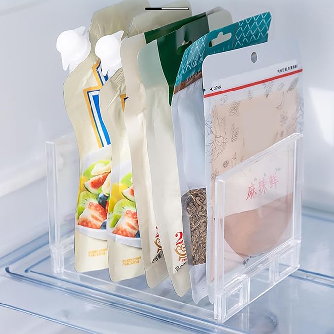 Multi Purpose Layered Fridge Rack Space Saving Kitchen Organiser Shelf Accessory Transparency Cosmetics Desktop Stand Layered Refrigerator Divider