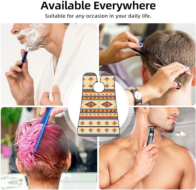 NOUZU Native American Print Beard Bib Apron For Men, Beard Hair Catcher For Men Shaving Trimming,Beard Cape Cloth, Black