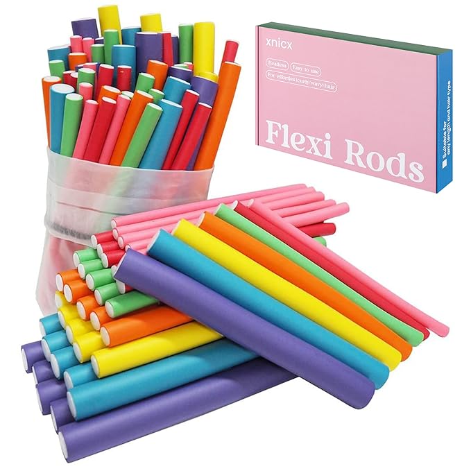 xnicx 47 Pcs 7" Heatless Flexi Rods Set for Overnight Curls for All Hair