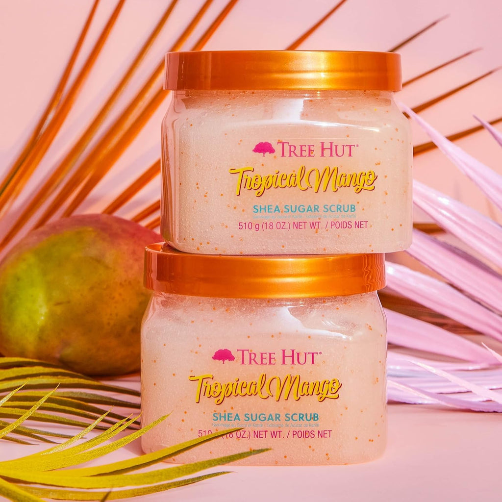 Tree Hut Tropical Mango Body Scrub, Exfoliating & Hydrating Sugar Scrub with Shea Butter & Essential Oils, Smooth Skin, Body Exfoliator For All Skin Types, Self Care Gifts for Women, Vegan, 18 Oz