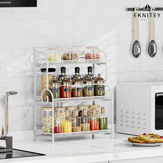 EKNITEY 3-Tier Bathroom Organizer - Sink Organizer Spice Rack(No Assembly)