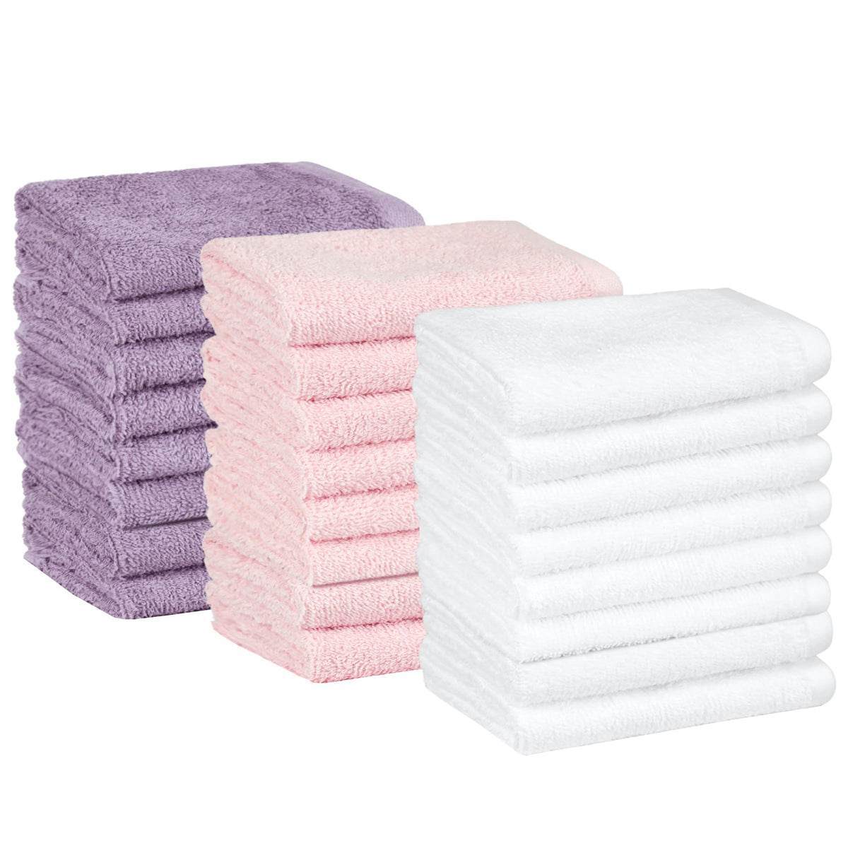 Highly Absorbent Cotton Washcloths for Face, Soft, Machine Washable, Fade Resistant, 12 x 12 in, Black, 12-Pack