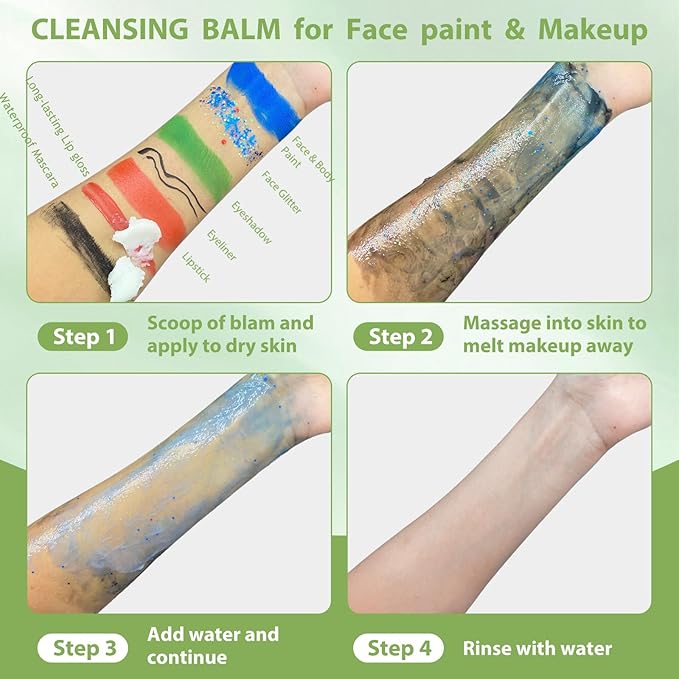 paminify Makeup Remover Cleansing Balm,3.38Oz Deep Clear Makeup Cleansing Balm,Professional Remover for SFX, Face Paint & Glitter, Natural Gentle Moist Cleanser Cream for Face Body