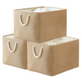 TheWarmHome Storage Bin for Shevles - Extra Jumbo 3Pack 20.5L×15.7W×13.8H inch Organization and Storage Basket for Organizing, Fabric Storage Cubes for Closet Shoe Linen Decorative (Beige)