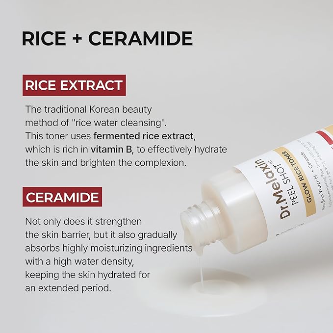 Dr.Melaxin Peel Shot Glow Rice Toner 200ml hydrated Skin Cleansing Skin Korean Skin Care