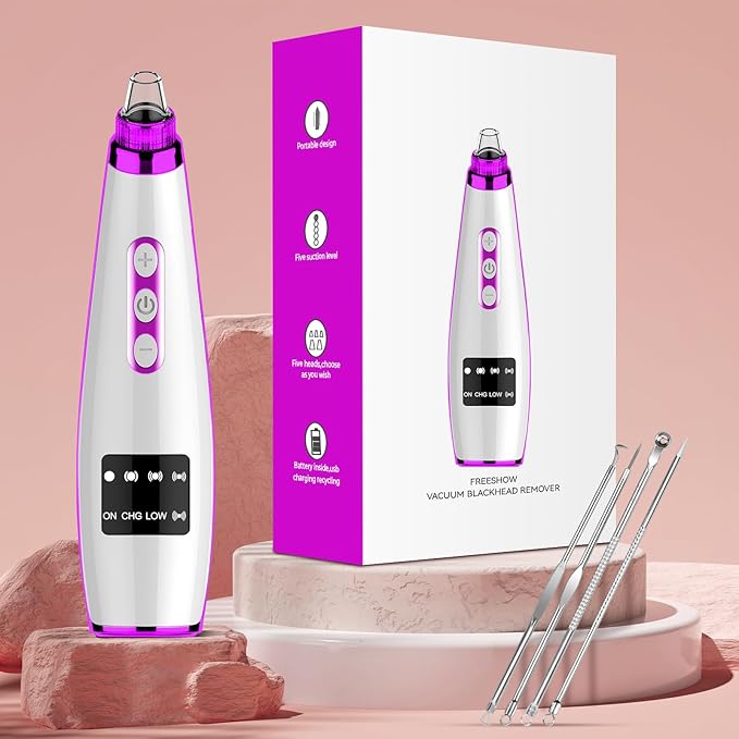 2026 Blackhead Remover Pore Vacuum, 5 Adjustable Suction Levels, 5 Probes, USB Rechargeable