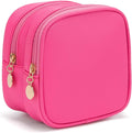 XIAOLER Small Makeup Pouch, Double Zipper Cosmetic Bag, Travel Makeup Bag, Cute Makeup Bag for Purse, Mini Toiletry Bag (Bubblegum)