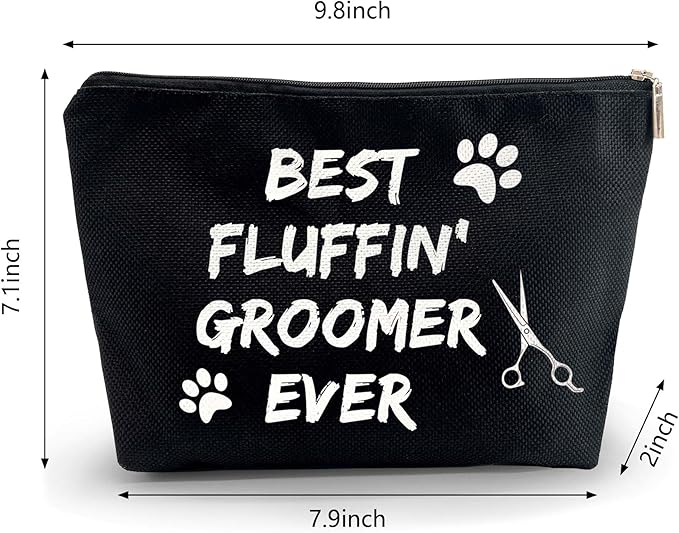 Dog Groomer Grooming Cosmetic Zipper Bag - Black Gift for Dog Lovers, Salon Gifts, Pet Groomer Tool Kit