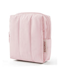 BAGSMART Small Travel Makeup Bag for Purse Toiletry Pouch, Puffy Padded Mini Cosmetics Bag, Cute Make Up Pouch for Women with Slip-in Pocket, Travel Essentials for Toiletries, Baby Pink