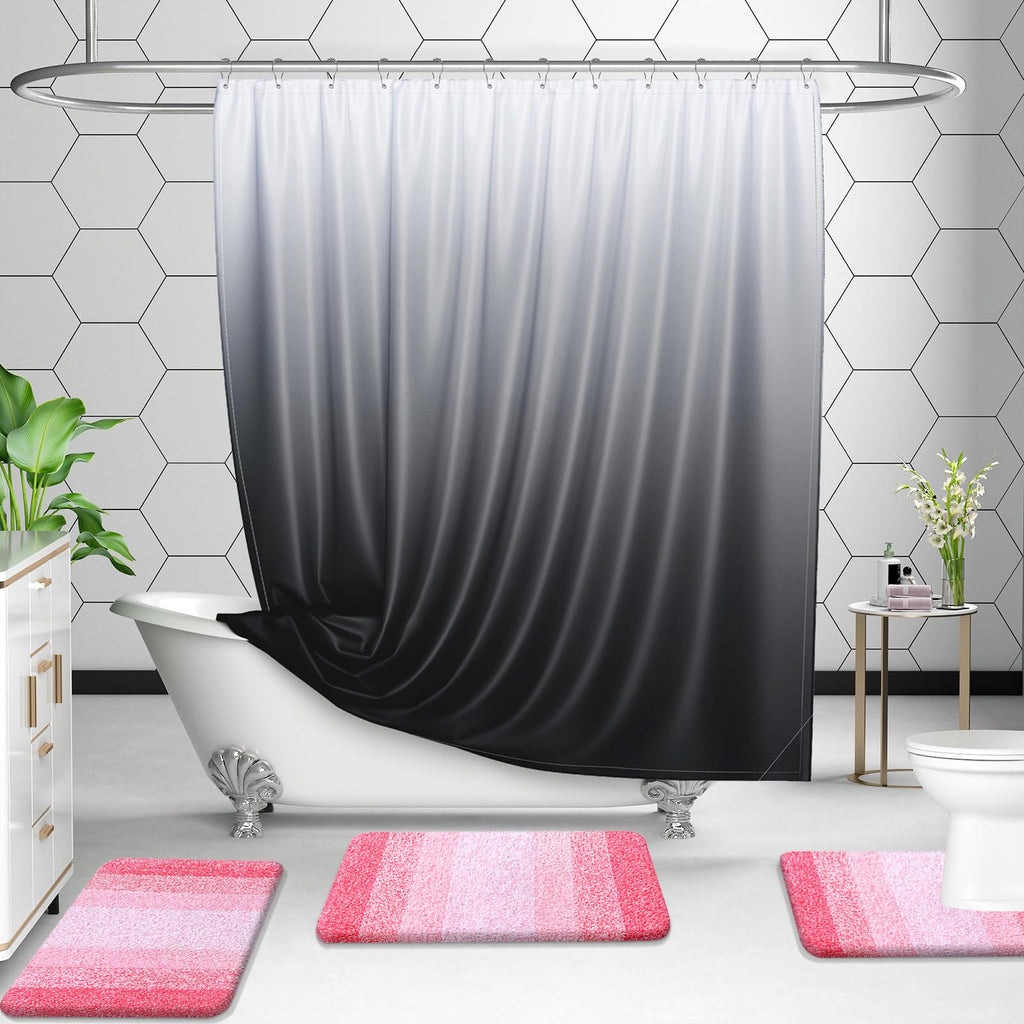 OLANLY Micorfiber Bathroom Rug Set 2 Piece, 24"x16"+U-Shaped 24"x20"