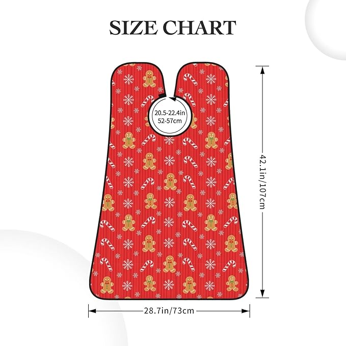 Non-Stick Beard Bib for Shaving, Christmas Red Gingerbread Cookies Candy Canes Shave Bib, Waterproof Hair Catcher with Suction Cups, Grooming Apron Men Husband