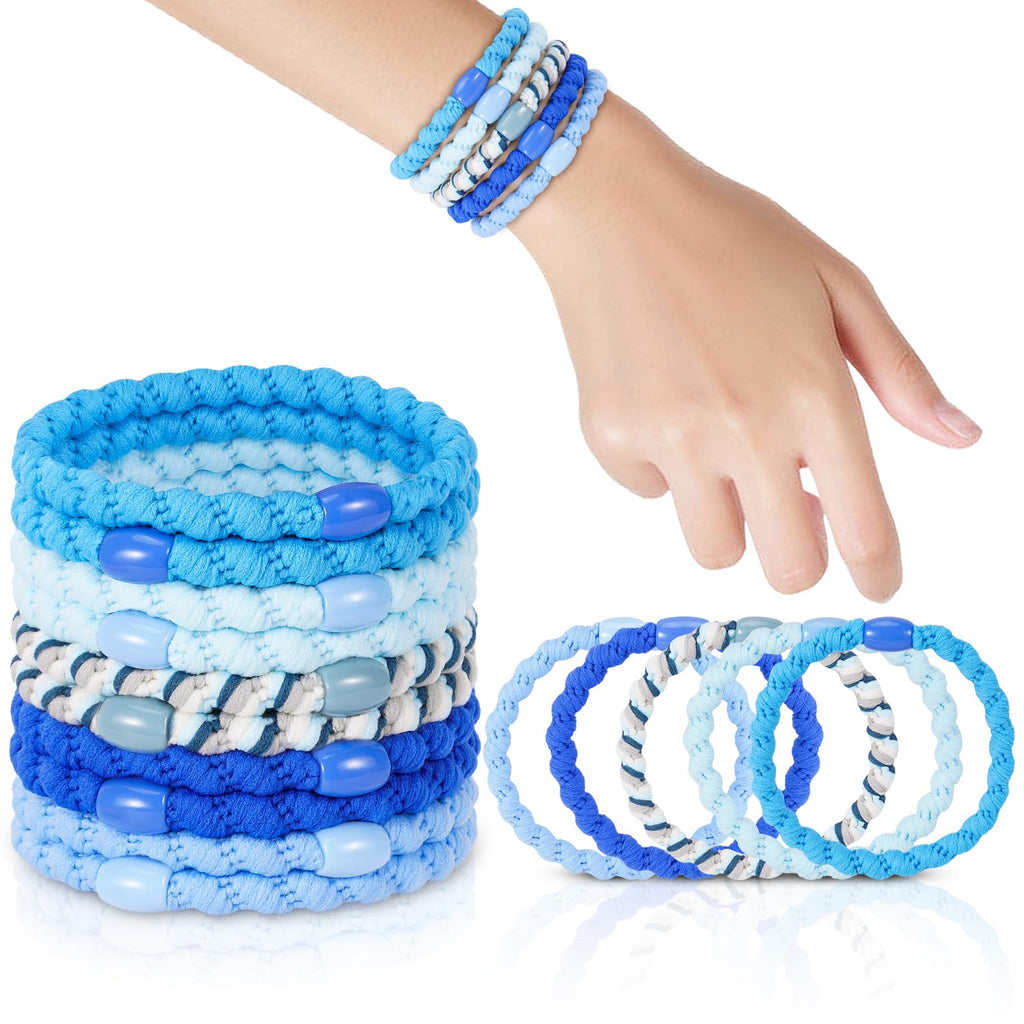 FORENEE 10Pcs Braided Hair Ties for Thick Hair - Blue Sky Style 2