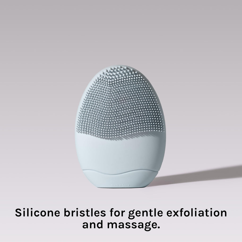 LOLLIPOP Dual-Sided Facial Cleansing Brush | Palm Size Silicone Face Exfoliator and Soft Fiber Cleanser | Manual Face Scrubber for Pores, Makeup Removal, Blackhead and Skincare Routine, Oceanic