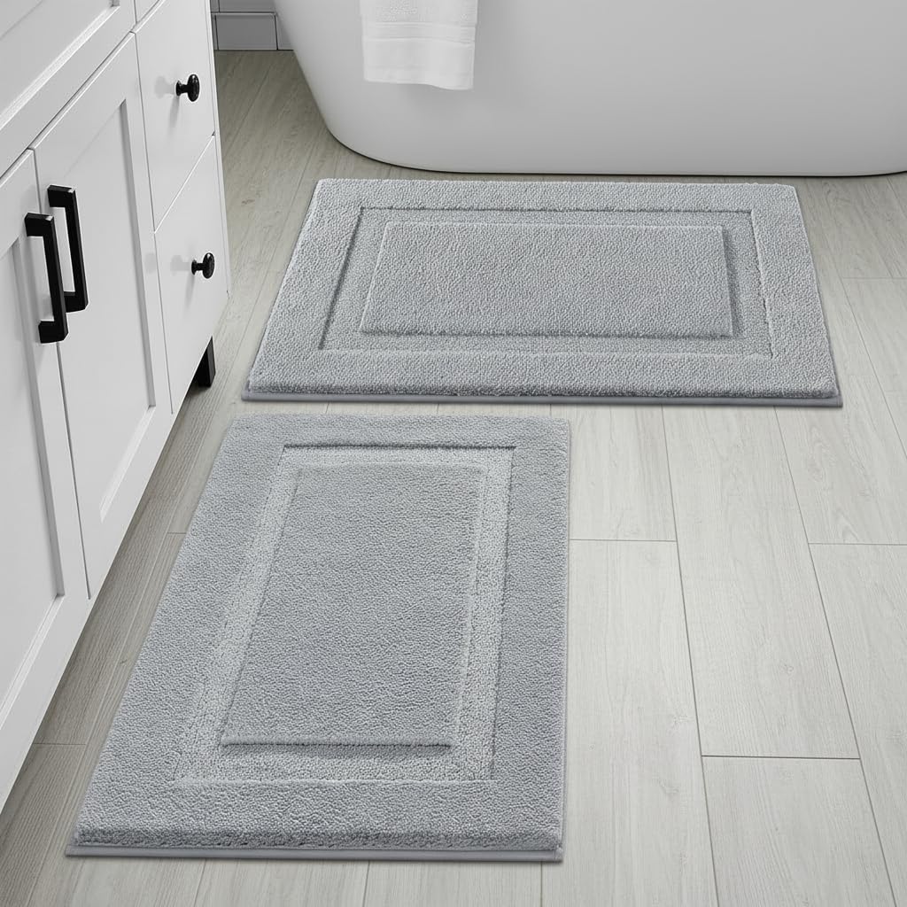 SHACOS Soft Microfiber Bathroom Rugs Set 2 Pieces with Toilet Rug
