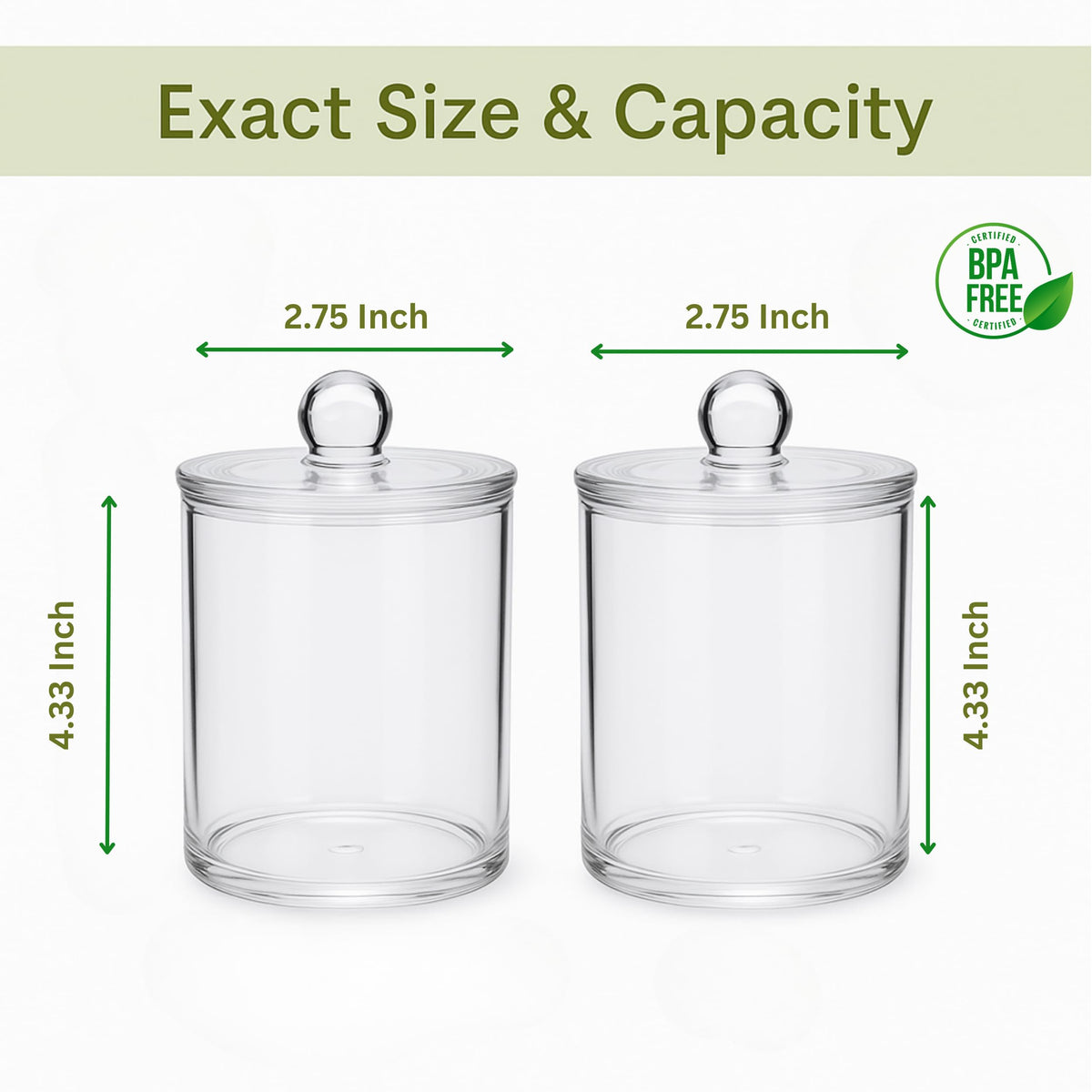 Havenity Acrylic Qtip Holder Bathroom Set, Bathroom Containers with Lids, Clear Plastic Apothecary Jars, Q Tip Holder Bathroom Set, Cotton Swab Holder, Cotton Ball Holder (Pack of 2)