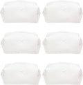 Cozy Makeup Bag for Women,Zipper Cosmetic Pouch,Waffle White,6 Pack