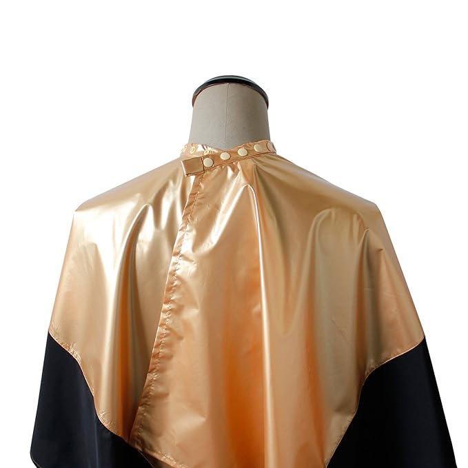 SMARTHAIR Professional Salon Cape Polyester Haircut Apron Shampoo & Chemical Resistant Haircut Cape,54”x62”,Gold & Black,C007013C-G