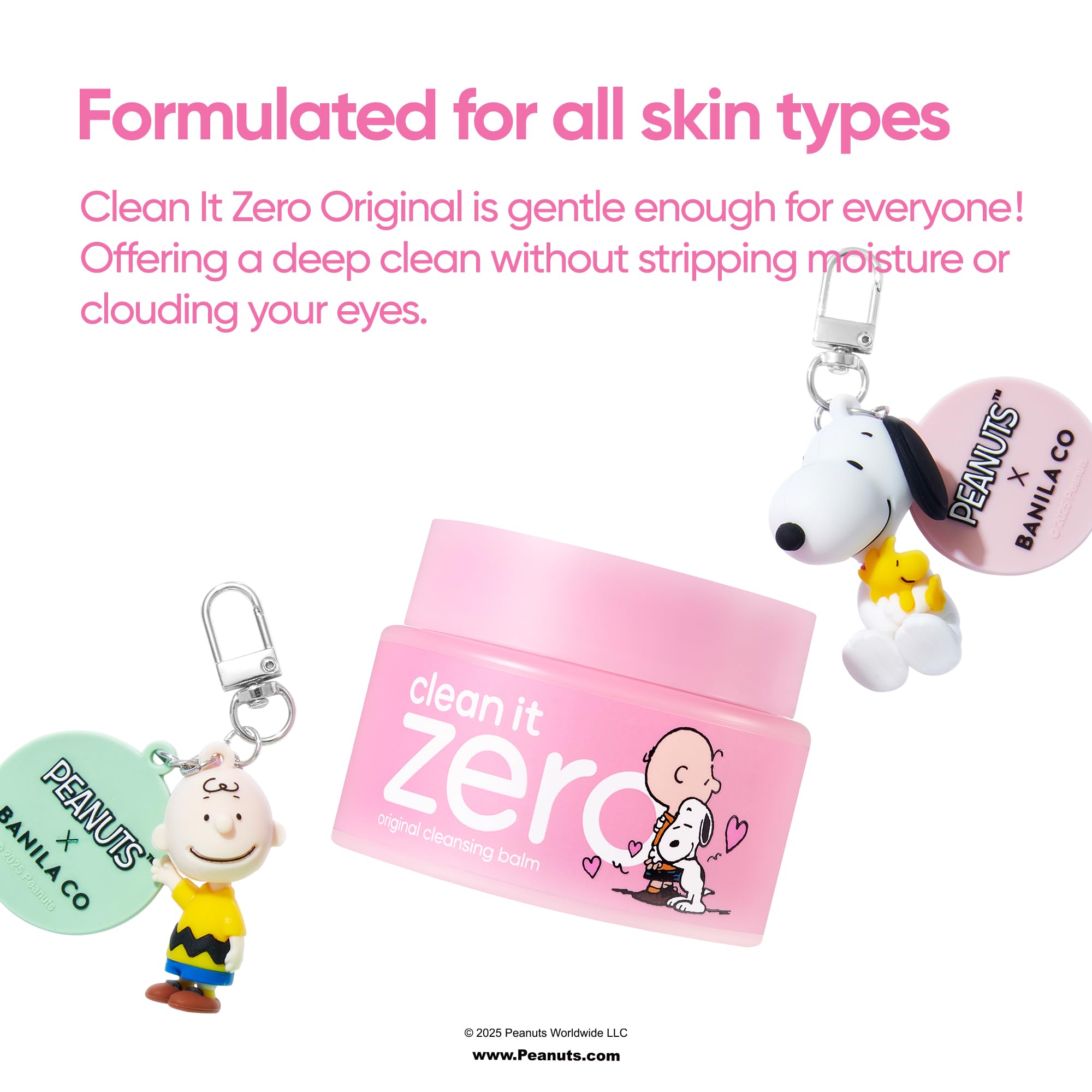 BANILA CO Clean it Zero Original Cleansing Balm Snoopy Edition | Korean Makeup Remover with Exclusive Keychain | Facial Cleanser for All Skin Types | Vegan Formula (100ml / 3.38 fl. oz)