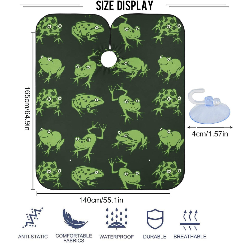 visesunny Barber Cape Funny Frog Animal Pattern Polyester Hair Cutting Salon Cape Apron Anti-Static Haircut Water-Resistant Shaving Cloth Beard Shaving Bib Hairdressing Cape