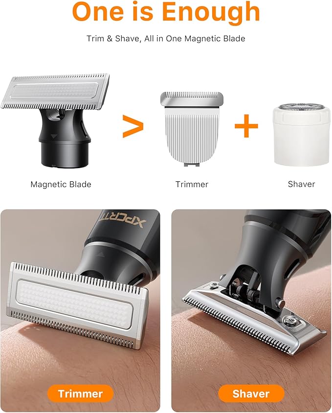 [2026 Upgraded] Body & Nose Hair Trimmer Kit, [All-in-One] Travel Beard Electric Shaver for Men, USB-C Fast Charging, Rechargeable Painless Razor Cordless Waterproof Wet/Dry, Black(Solo)