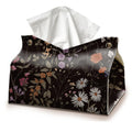 Black Flroal Rectangle Tissue Box Cover Holder 9.8x5.9x5.9