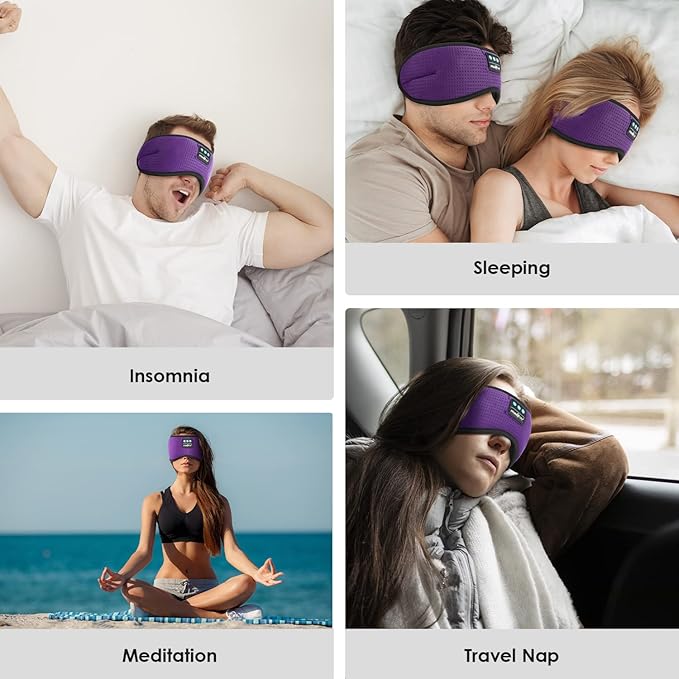 MUSICOZY Sleep Headphones, Bluetooth 5.4 Sleep Mask Headband Headphones Sleeping Eye Mask, Wireless Music Earbuds Earphones with HD Stereo Speakers for Side Sleepers, Cool Gadgets Unique Gift