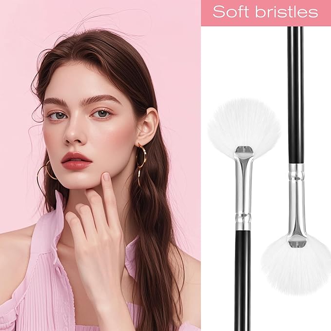 Psiriol 2PCS Highlighter Brush Fan Brush for Face Highlighting