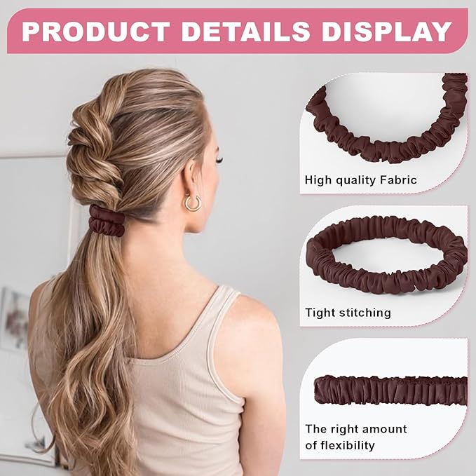 6Pcs Silk Hair Ties Small 22 Momme 100% Pure Mulberry Silk Scrunchies for Women Girls Thin Skinny Hair Sleep Scrunchies No Damage(Color 10)