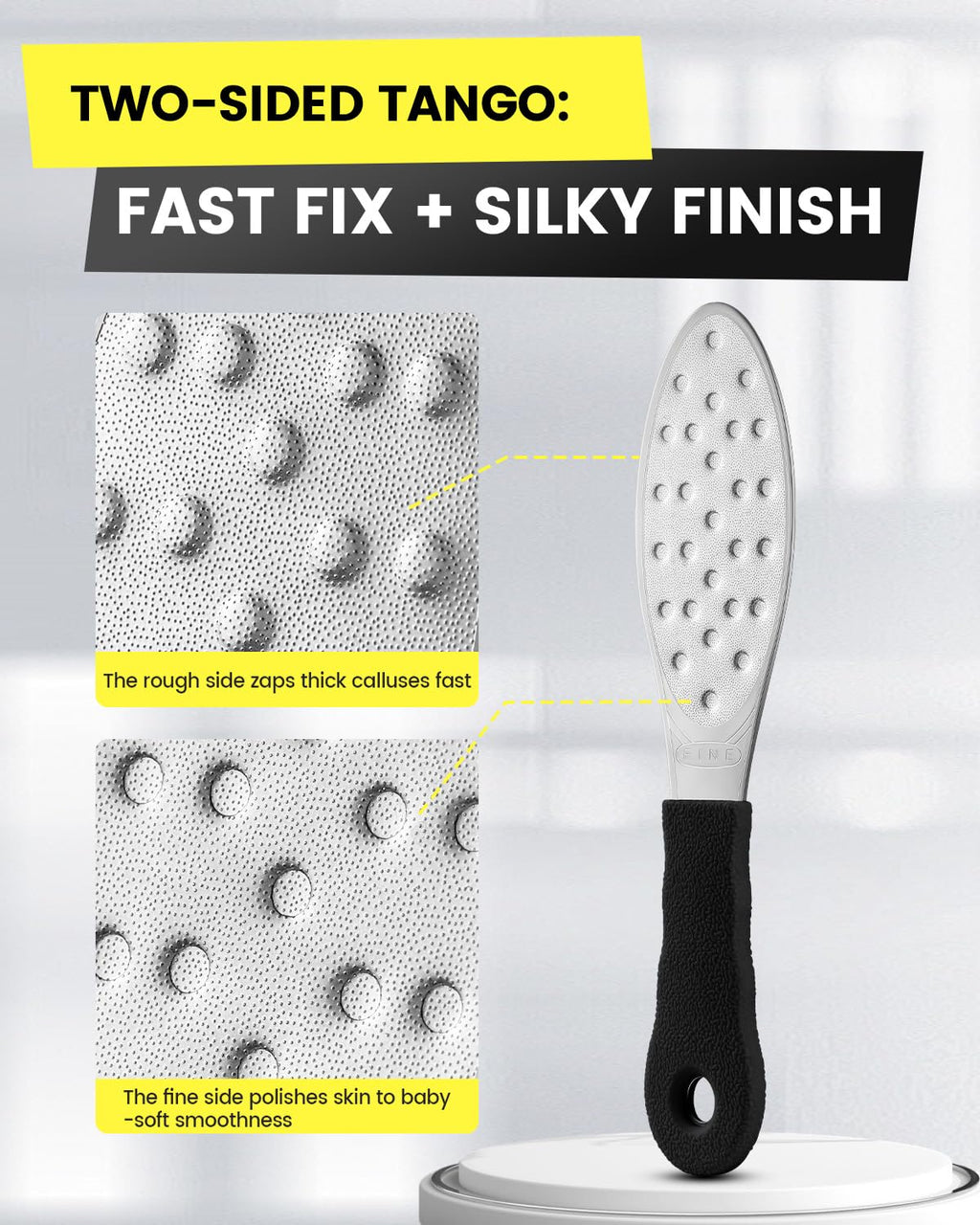 BEZOX Slim Portable Metal Foot File(1 PCS) – Double-Sided Callus Remover for Feet, Travel Foot Scrubber & Foot Exfoliate Tool with Non-Slip Handle, Pedicure Tools for Feet - Black