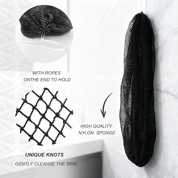 African Net Sponge Authentic, Loofah Exfoliating Body Scrubber Bath Sponge, African Exfoliating Net Sponge Back Scrubber Washcloth for Shower, Body Care Bathing Accessories (Purple)