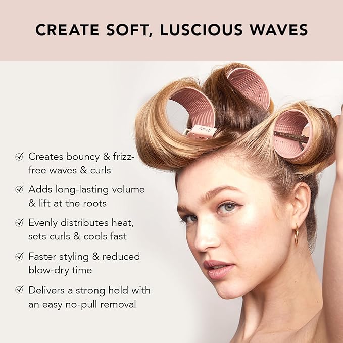 Kitsch Ceramic Hair Rollers for Women – Self-Grip Hair Curlers for Heatless Overnight Curls, Long-Lasting, Frizz-Free, Volumizing Large Rollers for All Hair Types – Terracotta, 4 Count (Pack of 1)
