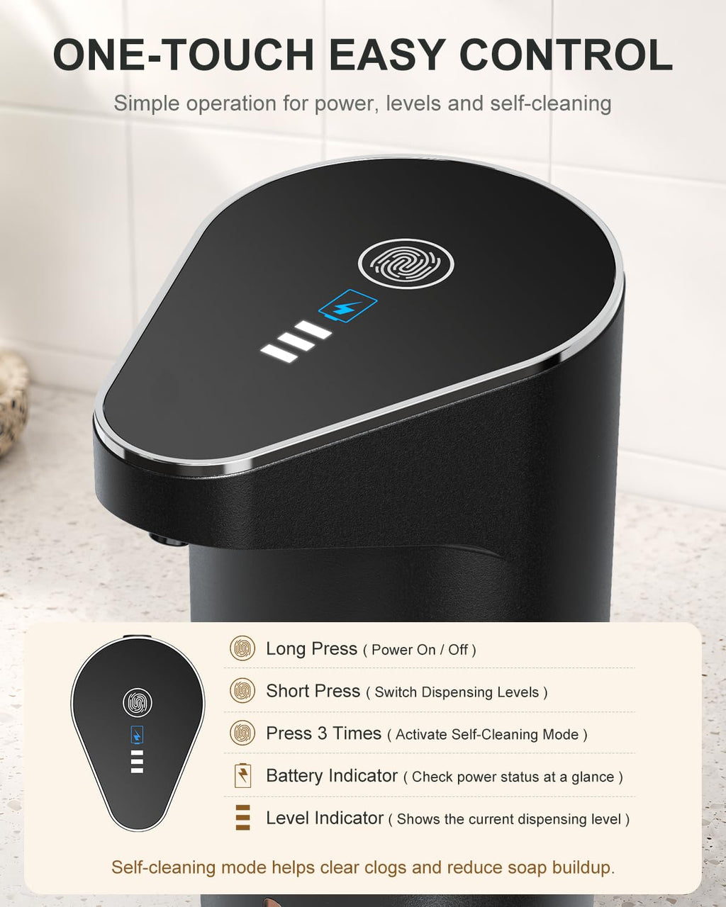 Fantictas Automatic Foaming Soap Dispenser Touchless, 3-Level Adjustable