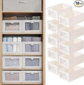 Linen Closet Organizers And Storage, 10 Pack Closet Storage Bins Linen Closet Baskets for Closet Organization Foldable Closet Organizer Bins with Clear Window For Organizing Clothing, Shelves, Jeans