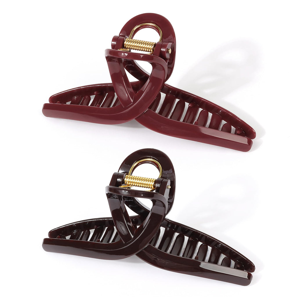 Big Butterfly Hair Claw Clips with Long Thick Hair Large 5.1" Acrylic Clips Hair Accessories for Women Girls Gifts 2 Pcs(Red&Chocolate)