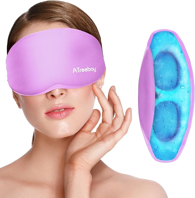 Cooling Eye Mask for Puffy Eyes, Ice Eye Pack After Surgery Relief - Reuable Cold Compress for Dry Eye - Comfortable Perfect Fit Gel Sleep Mask, Purple of 3D