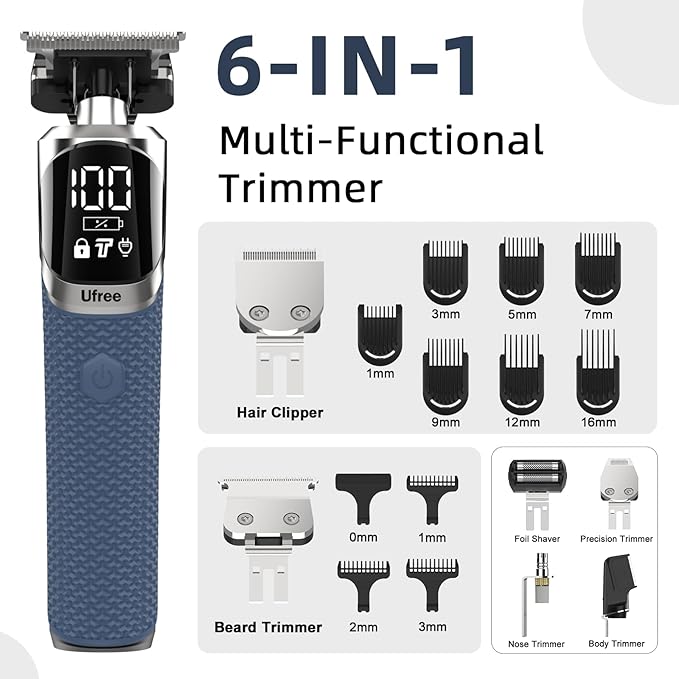 Ufree 6-in-1 Beard Trimmer for Men, Electric Shaver Razor,Hair Trimmer