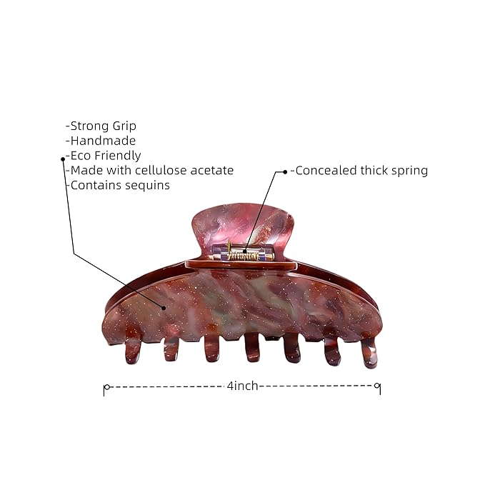 OideGuiing Durable Acetate Hair Clips - 4-Inch Brown starry sky Claw Clips for Fine and Thick Hair (Brown starry sky)