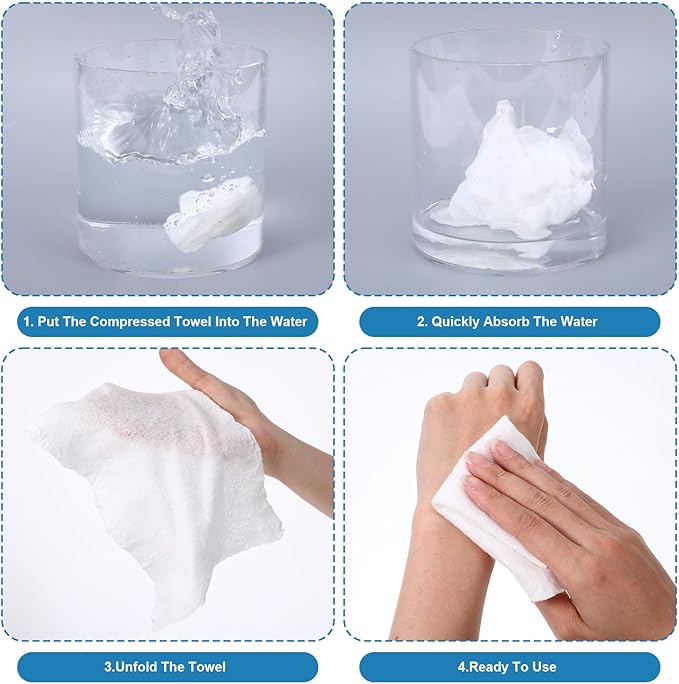 140 Pack Disposable Compressed Face Towels for Travel - 11x 7.87inch Portable Compressed Towel Tablets - Reusable Cotton Facial Towel for Outdoor, Camping, Hotel, Gym, Daily Use, Dog ,Beauty Salon